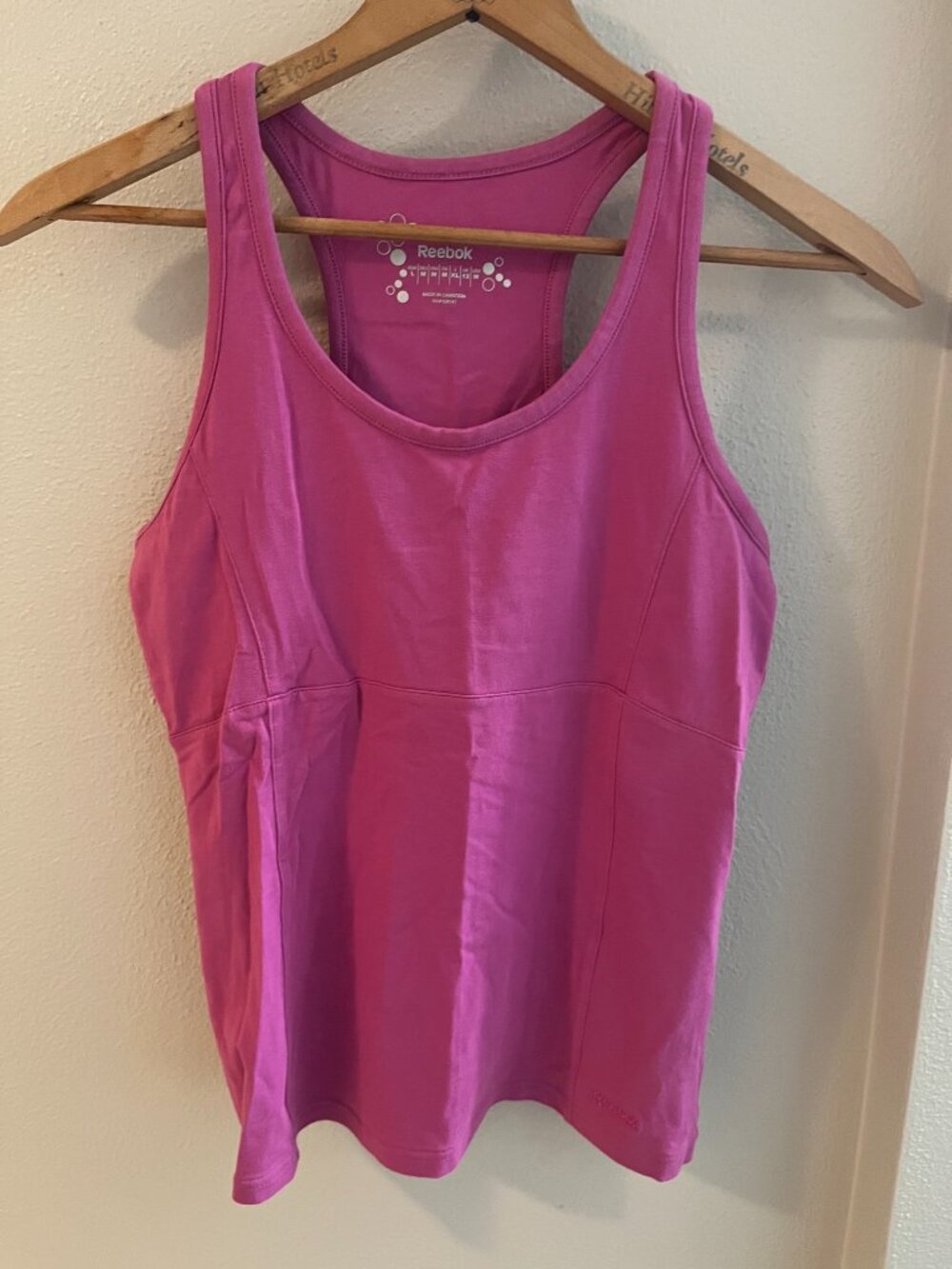 Reebok Racerback Tank Top with Built-In Shelf Bra in Pink